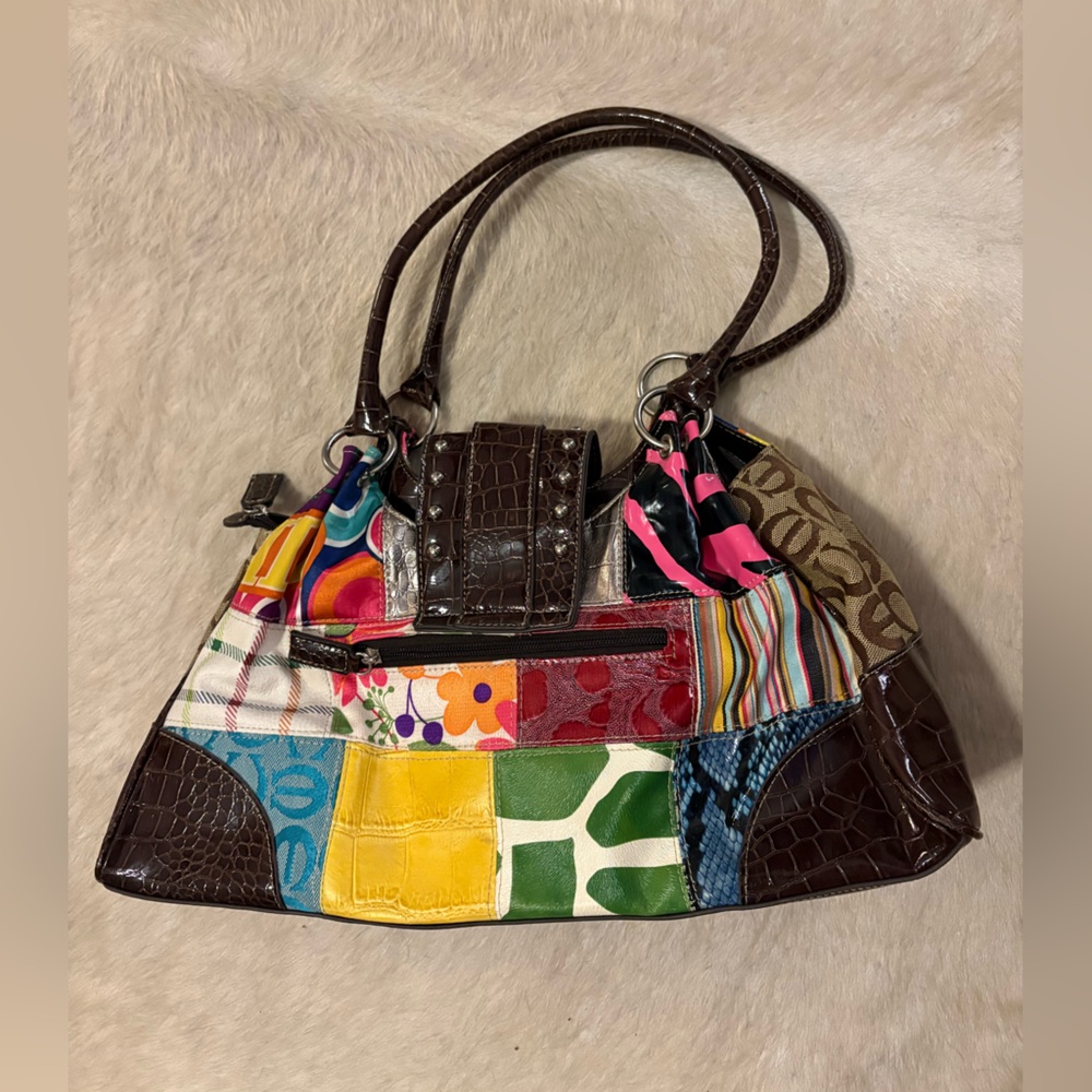 Y2k Patchwork Shoulder Bag Multicolor Studded Buc… - image 2